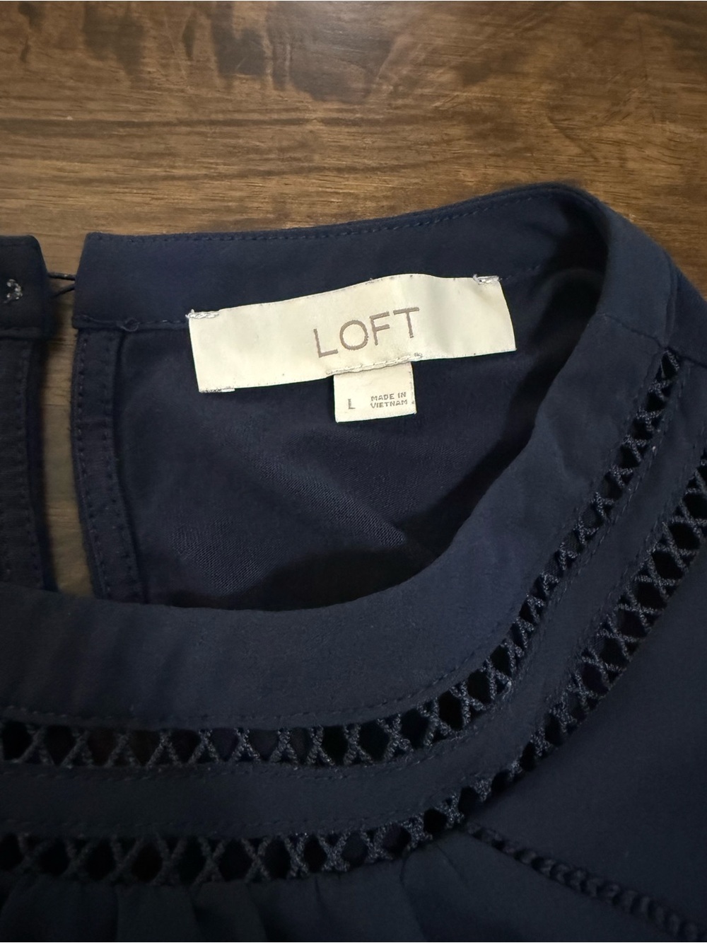 LOFT Navy Crochet-Trim Sleeveless Camisole - Picture 2 of 6
